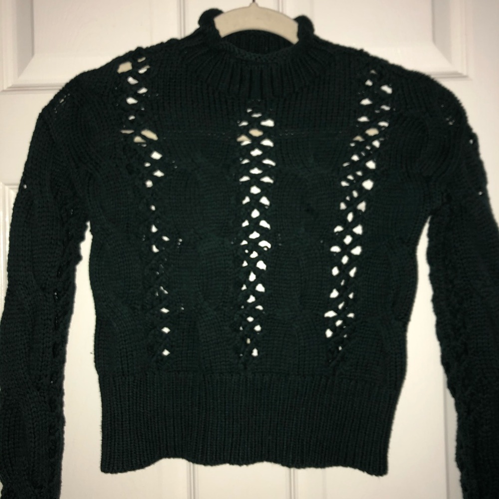 Express forest green knit high-neck sweater
